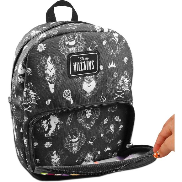 10” Mini Villains Canvas Backpack Front Pocket Plus Bottle - Picture 2 of 7